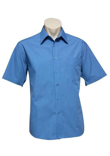 Biz Collection-Biz Collection Mens Micro Check Shirt -S/S-Mid Blue / S-Corporate Apparel Online - 2