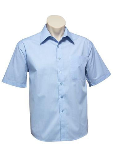 Biz Collection-Biz Collection Mens Micro Check Shirt -S/S-Sky / S-Corporate Apparel Online - 4